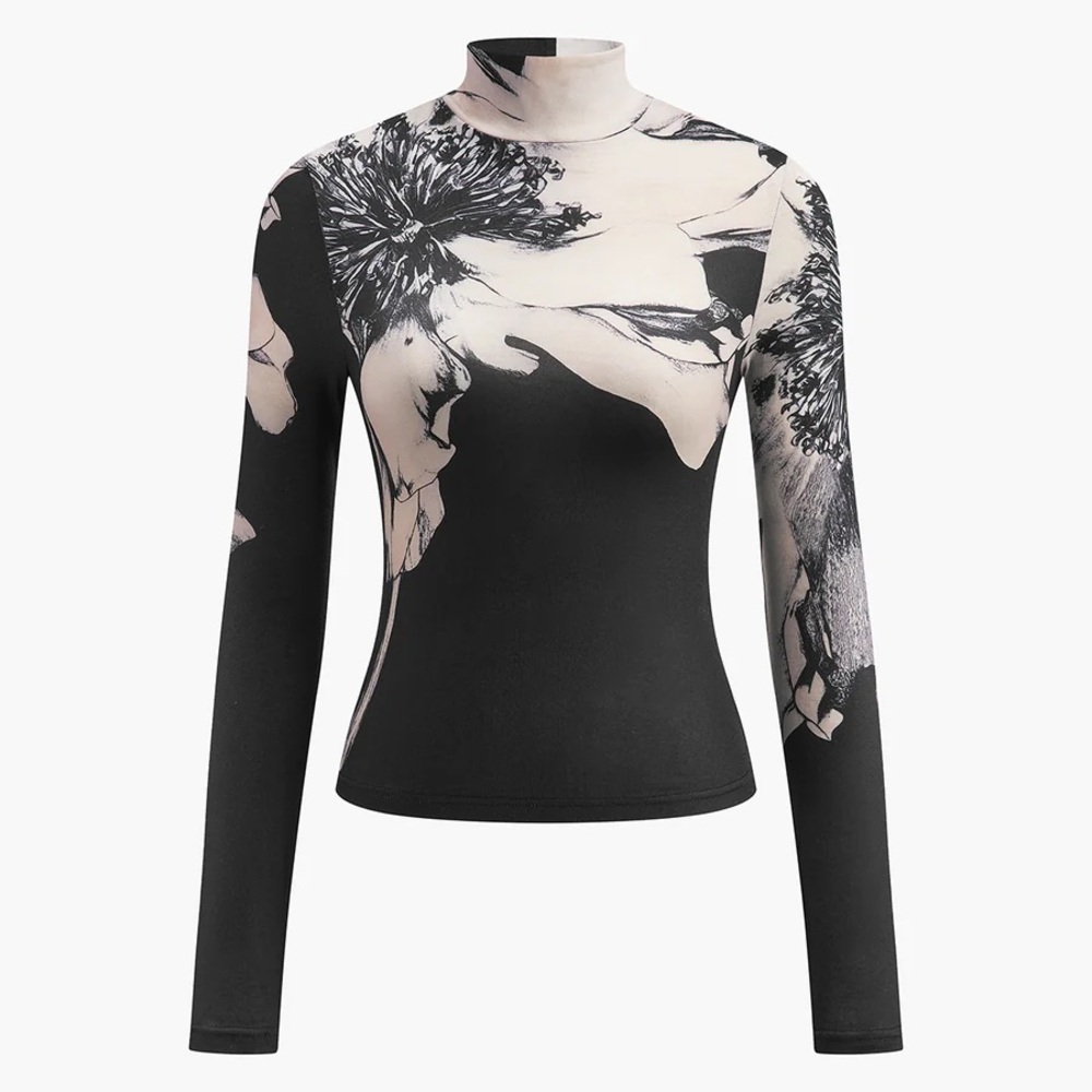 Commense Mock-Neck Tye Dye Printed Shirt